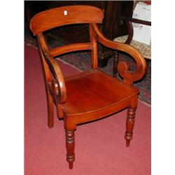 A set of six 19th century mahogany East Anglian dining chairs including two carvers, each with arch.