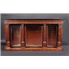 Image 1 : A 19th century mahogany floor standing breakfront bookcase, the ebonised shaped top above a moulded.