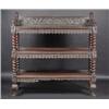Image 1 : A Victorian oak three tier buffet, the rectangular top with carved edge and carved pierced three qu.