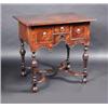 Image 1 : A Queen Anne and later walnut dressing table, the moulded rectangular crossbanded and parquetry inl.