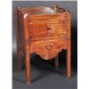 Image 1 : A George III mahogany night table, the square top with solid gallery incorporating pierced handles..