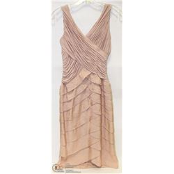 SIZE 4 NUDE RUFFLED COCKTAIL DRESS 3/4 LENGTH