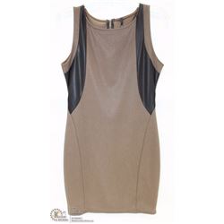 SIZE MEDIUM BROWN WITH LEATHERETTE ACCENT