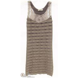 SIZE SMALL RUFFLED COTTON & LACE TANK STYLE DRESS