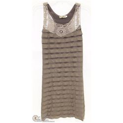 SIZE SMALL RUFFLED COTTON & LACE TANK STYLE DRESS