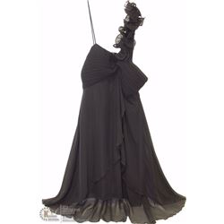 SIZE LARGE ONE SHOULDER BLACK TAFFETA MID LENGHT