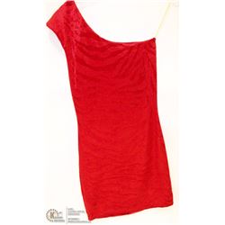 SIZE SMALL RED ONE SHOULDER MID LENGTH VELVET