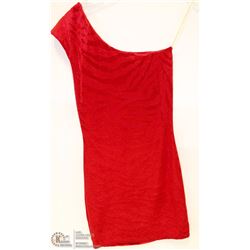SIZE SMALL RED ONE SHOULDER MID LENGTH VELVET