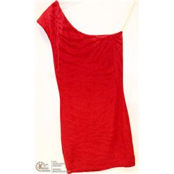 SIZE SMALL RED ONE SHOULDER MID LENGTH VELVET