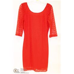 SIZE XS/SMALL RED FORMFITTING BACKLESS LONG SLEEVE