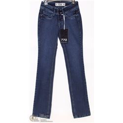 XICA JEANS SIZE 3 MED RISE BOOT CUT LACE DECALS ON