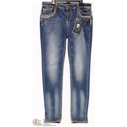 CIELO SIZE 9 SKINNY FIT MED LOW RISE - TAN PIPING