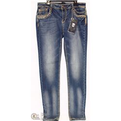 CIELO SIZE 5 SKINNY FIT MED LOW RISE - TAN PIPING