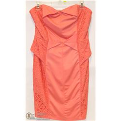SIZE MEDIUM PEACH PENCIL STRAPLESS MINI DRESS