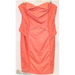 SIZE LARGE PEACH PENCIL STRAPLESS MINI DRESS