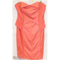 SIZE LARGE PEACH PENCIL STRAPLESS MINI DRESS