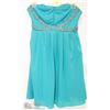 Image 1 : SIZE SMALL TEAL STRAPLESS EMPIRE WAIST PLEATED DR