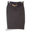 Image 1 : SIZE LARGE MID LENGTH BLACK PENCIL SKIRT WITH GOLD