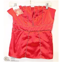 SIZE MEDIUM RED STRAPLESS BODICE DRESS SHIRT