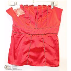 SIZE LARGE RED STRAPLESS BODICE DRESS SHIRT