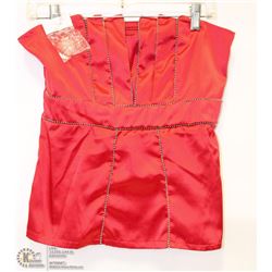 SIZE LARGE RED STRAPLESS BODICE DRESS SHIRT