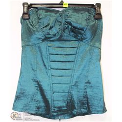 SIZE XL METALIC GREEN STRAPLESS CORSET STYLE