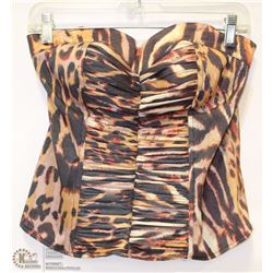 SIZE LARGE ANIMAL PRINT STRAPLESS CORSET STYLE