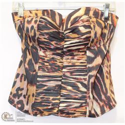 SIZE LARGE ANIMAL PRINT STRAPLESS CORSET STYLE