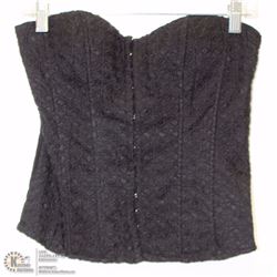 SIZE LARGE BLACK CORSET TOP STRAPLESS, WITH