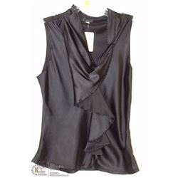 SIZE LARGE BLACK SLEEVELESS SILK FINISH WITH