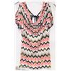 Image 1 : SIZE SMALL ZIGZAG PATTERNED DRAPING SCOOP NECK