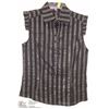 Image 1 : SIZE MEDIUM BLACK BUTTON UP TOP WITH SILVER PIN