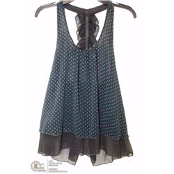 SIZE MEDIUM SCOOP NECK HALTER BLOUSE, WITH RUFFLED