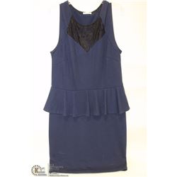 SIZE 3X NAVY BLUE EMPIRE WAIST PENCIL DRESS, KNEE