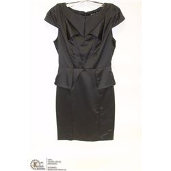 SIZE SMALL BLACK SATIN FINISH CAP SLEEVE DRESS