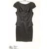 Image 1 : SIZE SMALL BLACK SATIN FINISH CAP SLEEVE DRESS