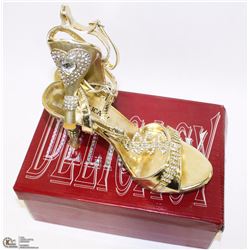 GOLD STILETTO HEEL SANDLES SIZE 5