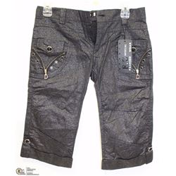 F.Z IMPORTS SIZE LARGE BLACK SPARKLE STRETCH CAPRI