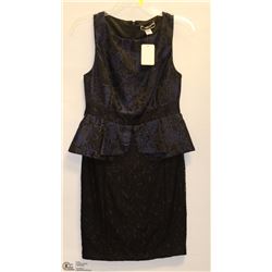 SIZE MEDIUM BLACK/PURPLE SLEEVELESS PENCIL DRESS