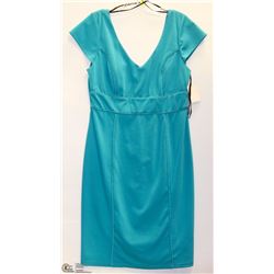 SIZE XL BLUE/GREEN MID LENGTH CAP SLEEVE DRESS