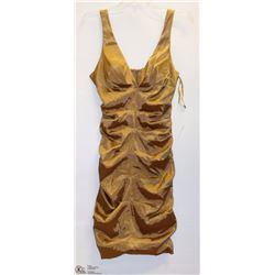 SIZE SMALL GOLD HALTER STYLE BODY CON DRESS