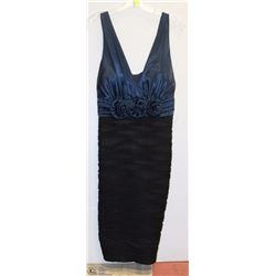 SIZE XL BLACK WITH BLUE SATIN FINISH BODICE PENCIL