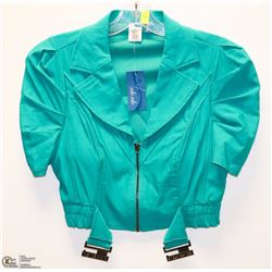 SIZE LARGE TEAL ZIPPERED SHRUG