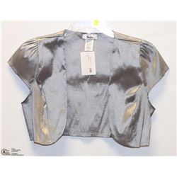 SIZE SMALL SILVER SATIN FINISH SHRUG