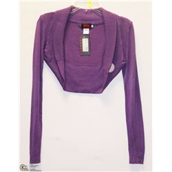 SIZE SMALL PURPLE KNIT LONG SLEEVE SHRUG