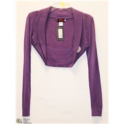 SIZE SMALL PURPLE KNIT LONG SLEEVE SHRUG