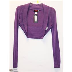 SIZE SMALL PURPLE KNIT LONG SLEEVE SHRUG