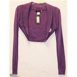 SIZE MEDIUM PURPLE KNIT LONG SLEEVE SHRUG