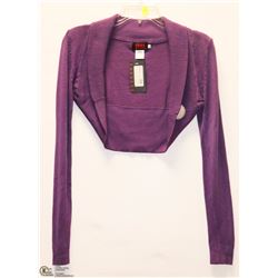 SIZE MEDIUM PURPLE KNIT LONG SLEEVE SHRUG
