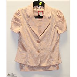 SIZE LARGE PINK SATIN FINISH JACKET AND SKIRT SET